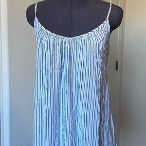 Billabong Blue White Striped Gauze Tiered Mini Dress Small